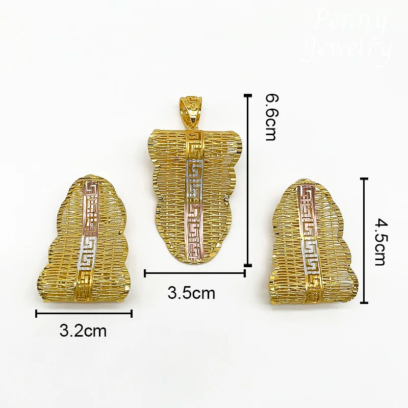 Special Irregular Gold Plated Jewelry Set for Women 2Pcs Golden Jewellery Necklace Earrings African Bridal Party Wedding Gifts