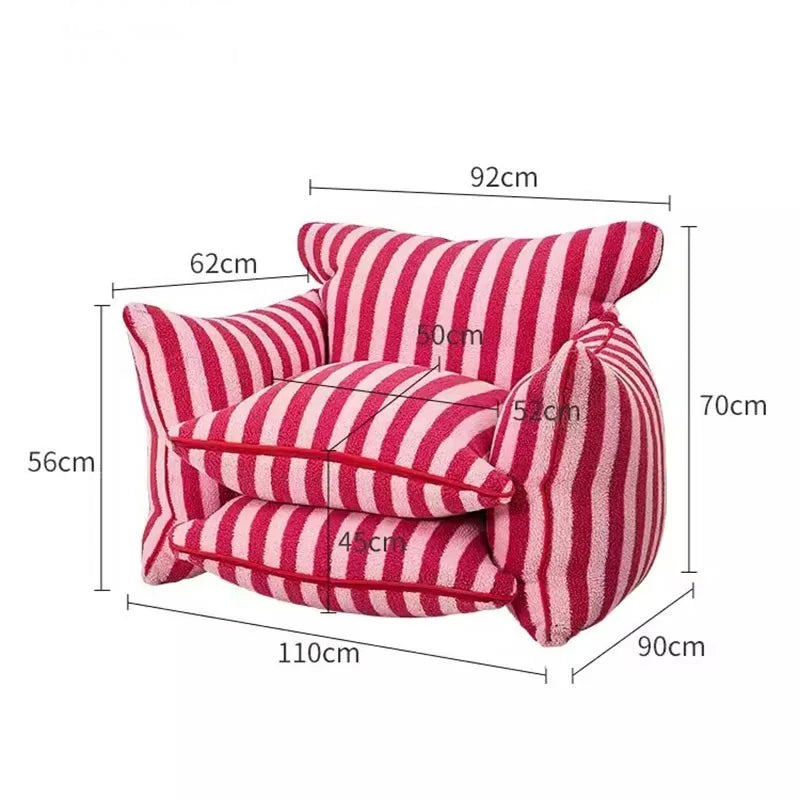 MOMO Simple Household Living Room Leisure Lazy Sofa Net Red Striped Bedroom Tatami Creative Backrest Chaise Longue