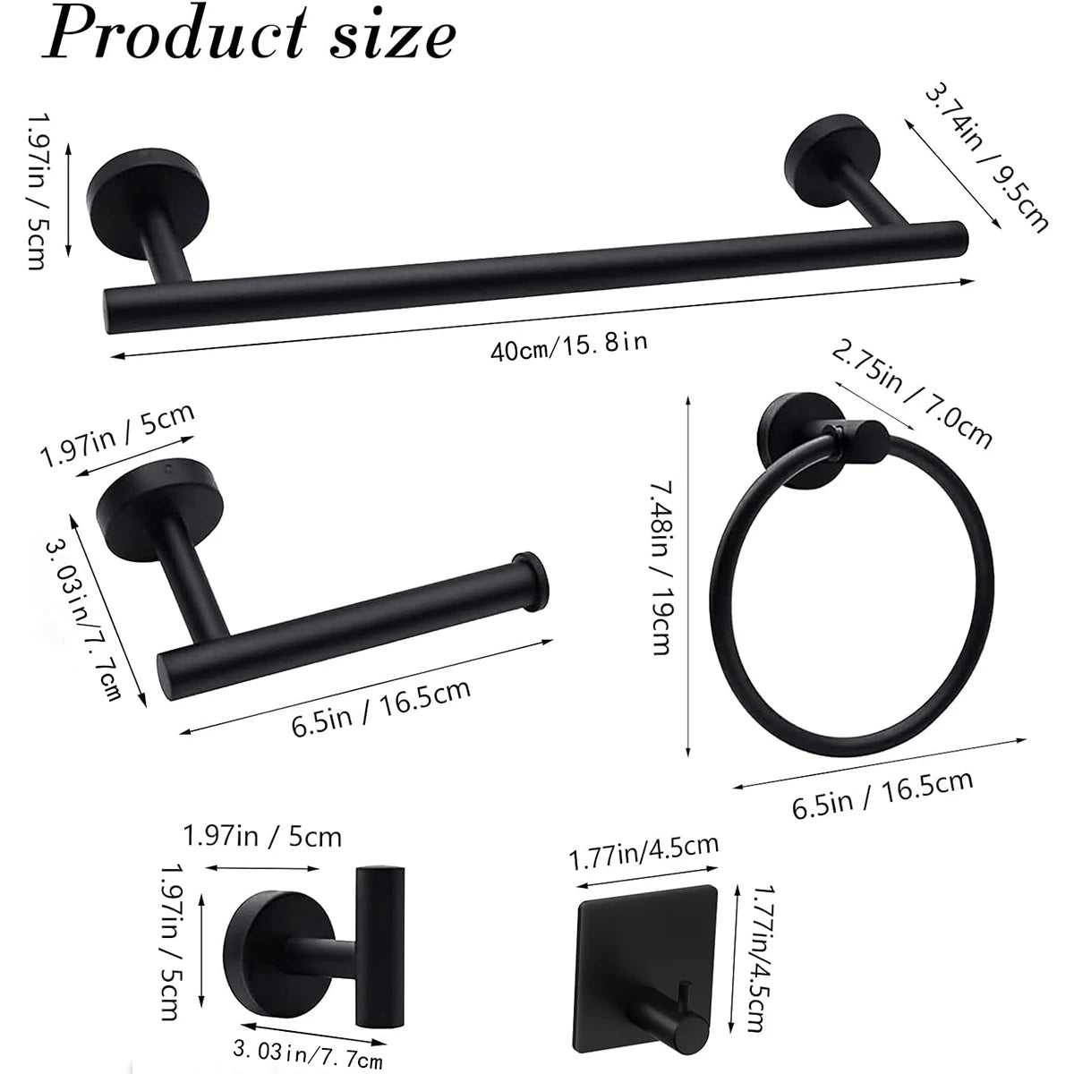 Bathroom Hardware Set Accessories Stainless Steel Towel Rack Towel Ring Toilet Paper Holder Hook Bathroom Organizer Set