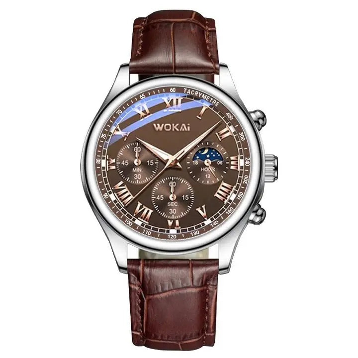 Men's Fashion Sports Watches for Men Business Stainless Steel Quartz Wristwatch Calendar Man Casual Leather Luminous Clock Watch