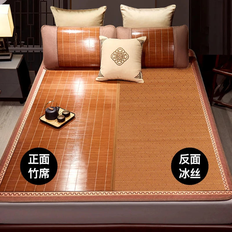 Balcony mat Bamboo mat summer mat dual-use foldable household single bed student dormitory bamboo summer straw mat double-sided