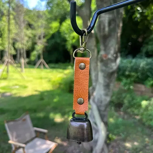 Outdoor Repellent Bear Bell Camping Retro PU Wind Chime Keychain Accessories Hiking Reminder Pet Pendant Bell for Fishing