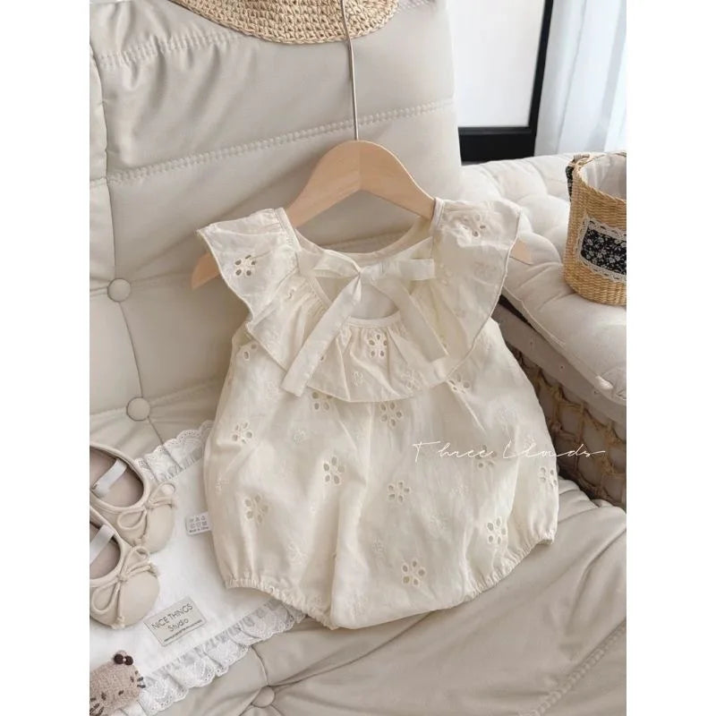 0 - 3 Y Baby Girl Clothing Super Cute Baby Clothes Baby Girls' Cotton Romper with Hollow Out Flowers Soft and Adorable