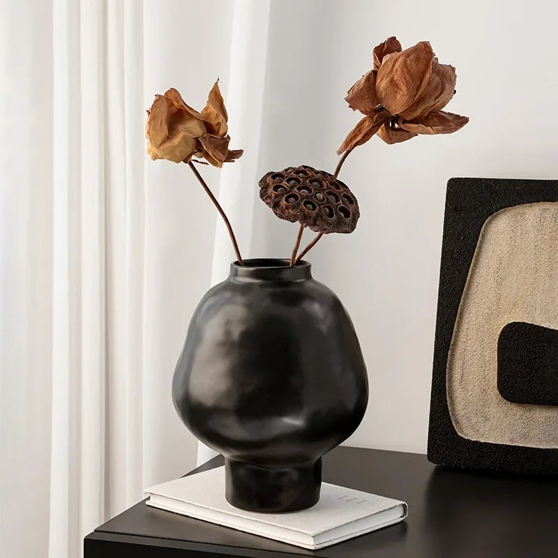 Hammer Pattern Ceramic Vase Creative Porcelain Flower Pots Desk Decoration Flower Arrangement Floral Vases Room Aesthetic Decor