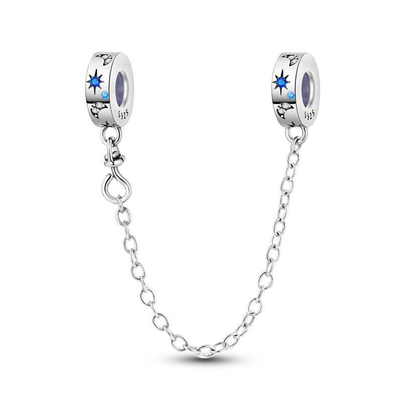 Silver Clasp 925 Sterling Silver CZ pave Clip Charms Daisy Beads Stopper Safety Chain fit Original Bangle Bracelet Jewelry Clip
