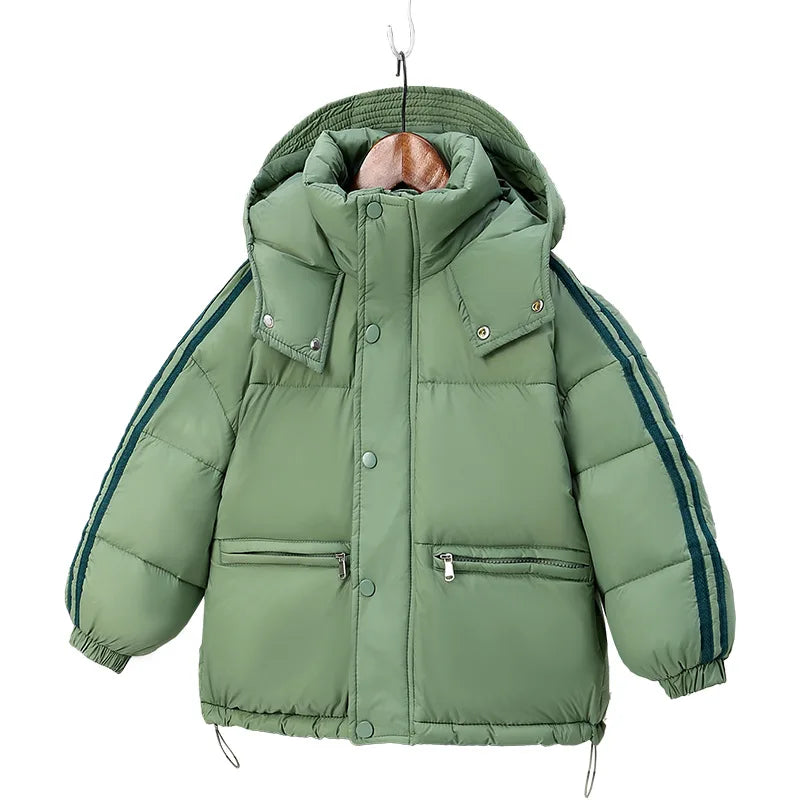 Children's Down Jacket Thicken Coat for Girls Hooded Down Jacket Keep Warm Medium Length Clothes Child Girl Two Fake Pieces Kids