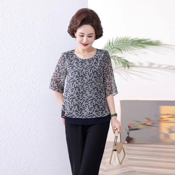 Women's Clothing Summer Thin New Casual Korean Loose Office Lady Printing Half Sleeve O-neck Pullovers Temperament T-Shirts