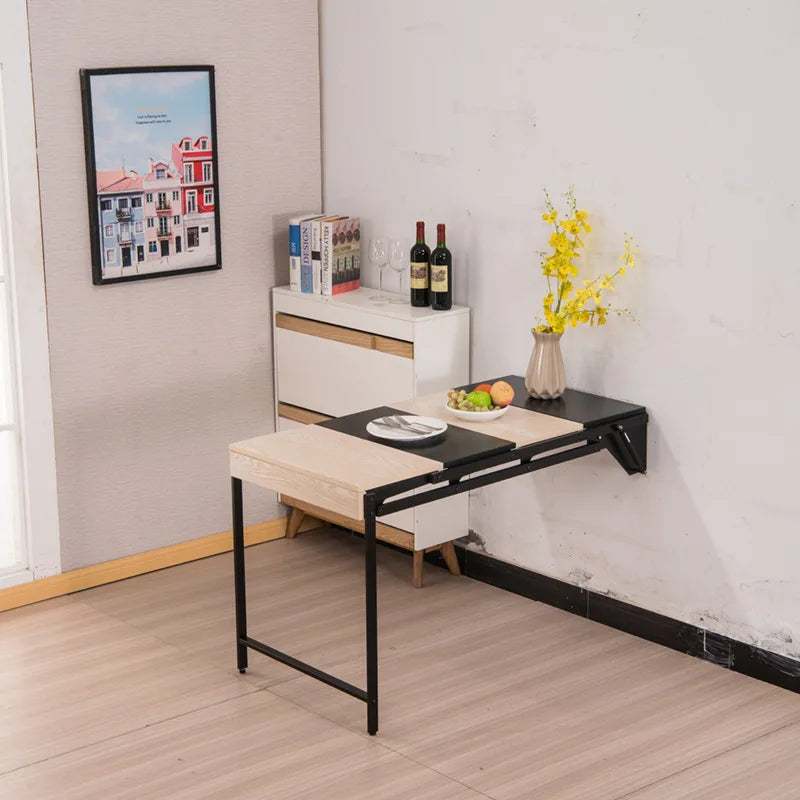 Small apartment wall-mounted shelf household telescopic folding dining table balcony table hanging flower stand folding table