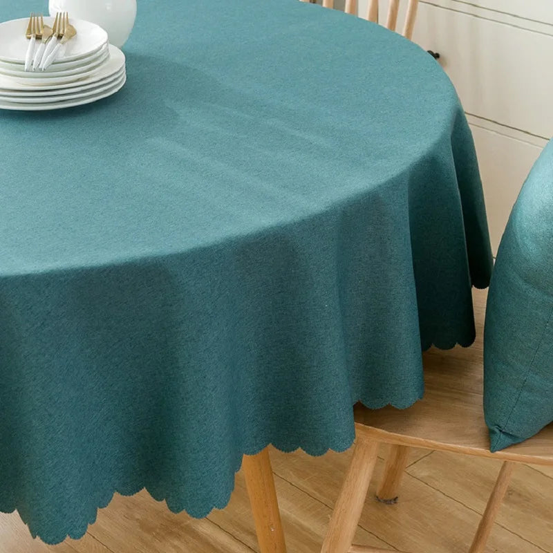 Wedding Round Tablecloth Waterproof And Oil-Proof Solid Color Cotton And Linen Tablecloth Hotel Wedding Dining Table Cloth Decor