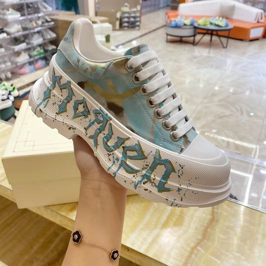 Handcrafted Leather Casual Sneakers Man Platform Trainers Unisex Originality Flat Loafers Men's Footwear