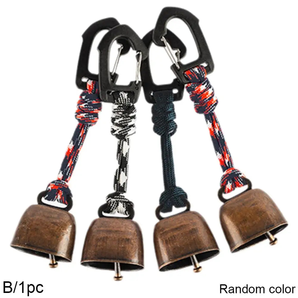 Bear Bell Outdoor Metal Bell Pendant Keychain Camping Bear Protection Bell Accessory with Mute Function Hiking Loud Cowbell