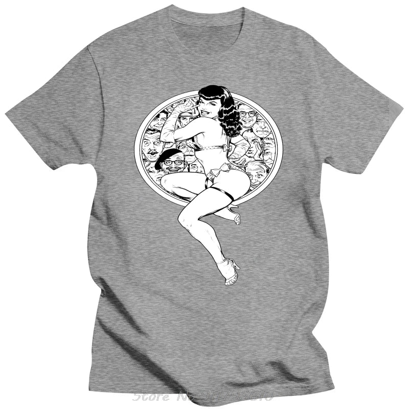 Men Clothing Bettie Page Vintageold Poster Tshirt Cotton Cottonmens T-shirt Summer Hip Hop Cotton Streetwear Tees T Shirt Tops