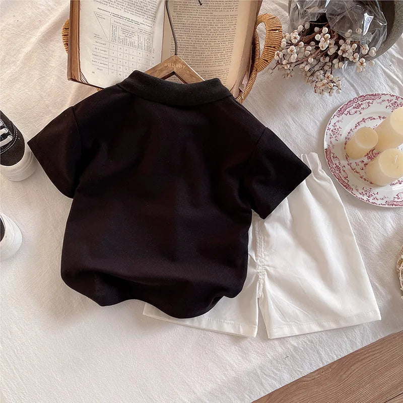New baby boy Clothes Summer Hot Sale Toddler Kids Baby Boys Shirt Cartoon Tops Denim Shorts Pants Outfits Set Baby Clothes