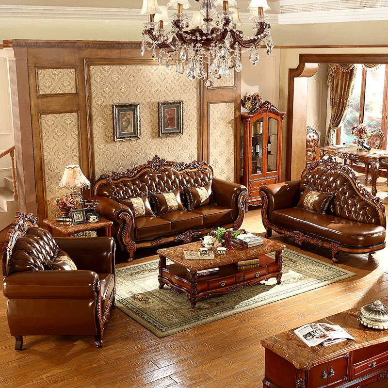 European Leather Sofa Mid Century Design Living Room Princess Corner Sofas High Quality Gaming Sillon Cama Trendy Furniture