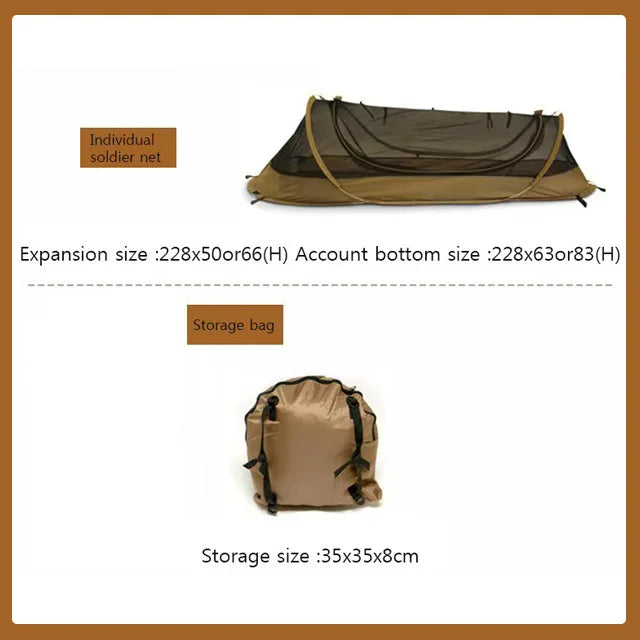 Outdoor Camping Travel Tactical Tent Single Person Field Adventure Folding Rainproof Boat Bed Tent Sunshade Tourist Beach Tent