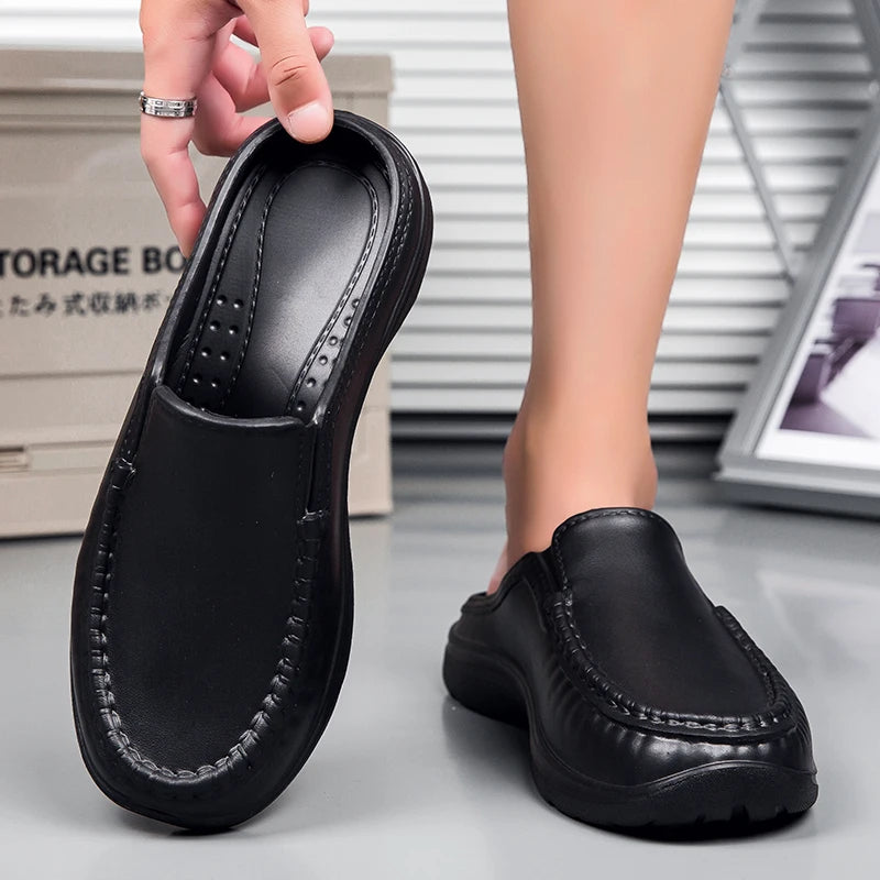 Men chef shoes casual loafers waterproof and oil-proof kitchen work slip-on men shoes outdoor non-slip beach slippers large size
