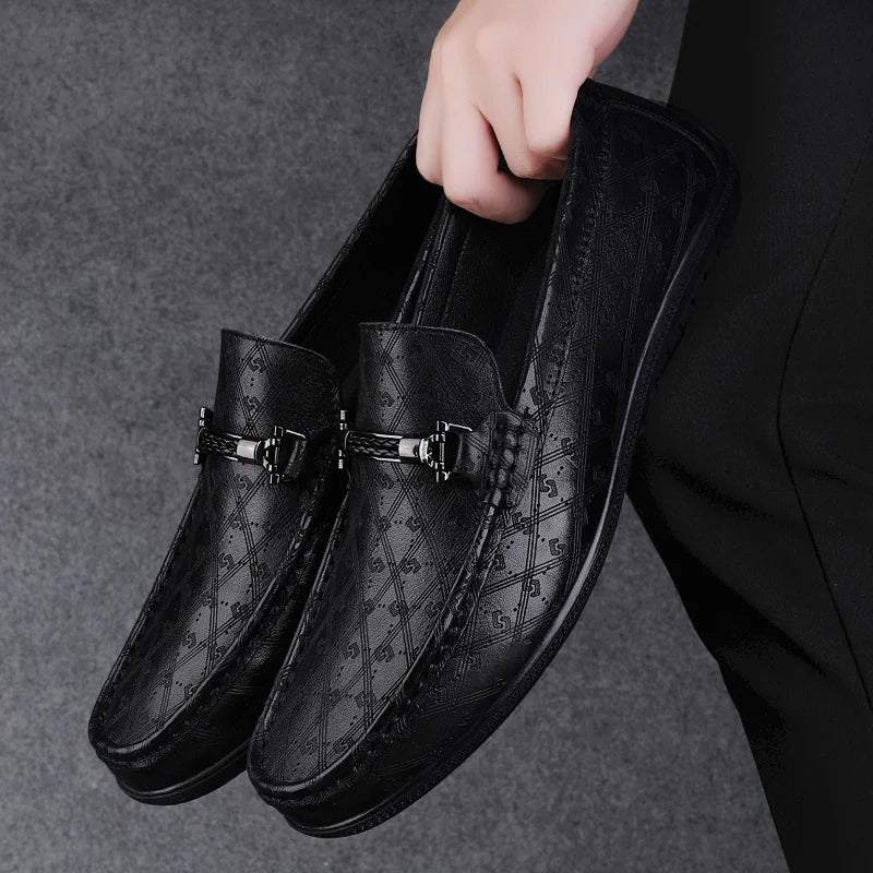 High End Loafers Shoes Casual Leather Shoes Men's Handmade Business Formal Flat Shoes Driving Footwear Breathable Male Moccasins