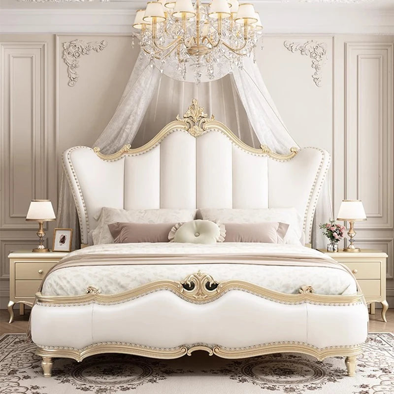 White Cream Bed Cloud Fashion Interior European Safe Sleeping Sun Floor Double Bed Ergonomic Camas De Casal Postmodern Furniture