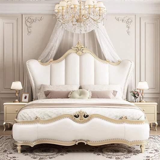 White Cream Bed Cloud Fashion Interior European Safe Sleeping Sun Floor Double Bed Ergonomic Camas De Casal Postmodern Furniture