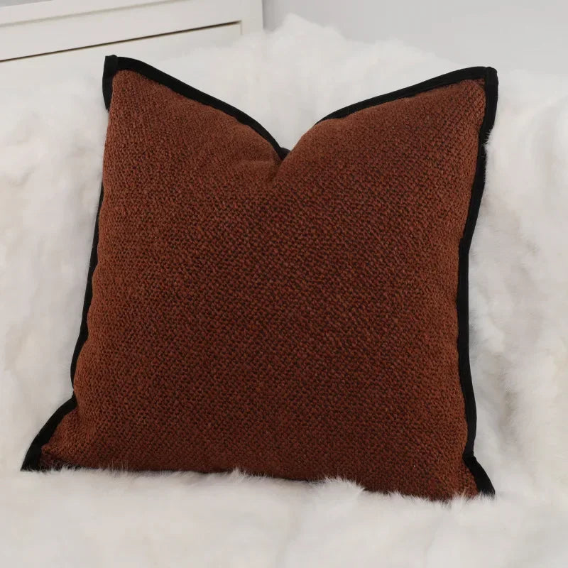 Modern Luxury Living Room Sofa Cushion Cover Decorative Pillowcase Woven with Orange Leather Home Decor Pillow Cover 45x45cm