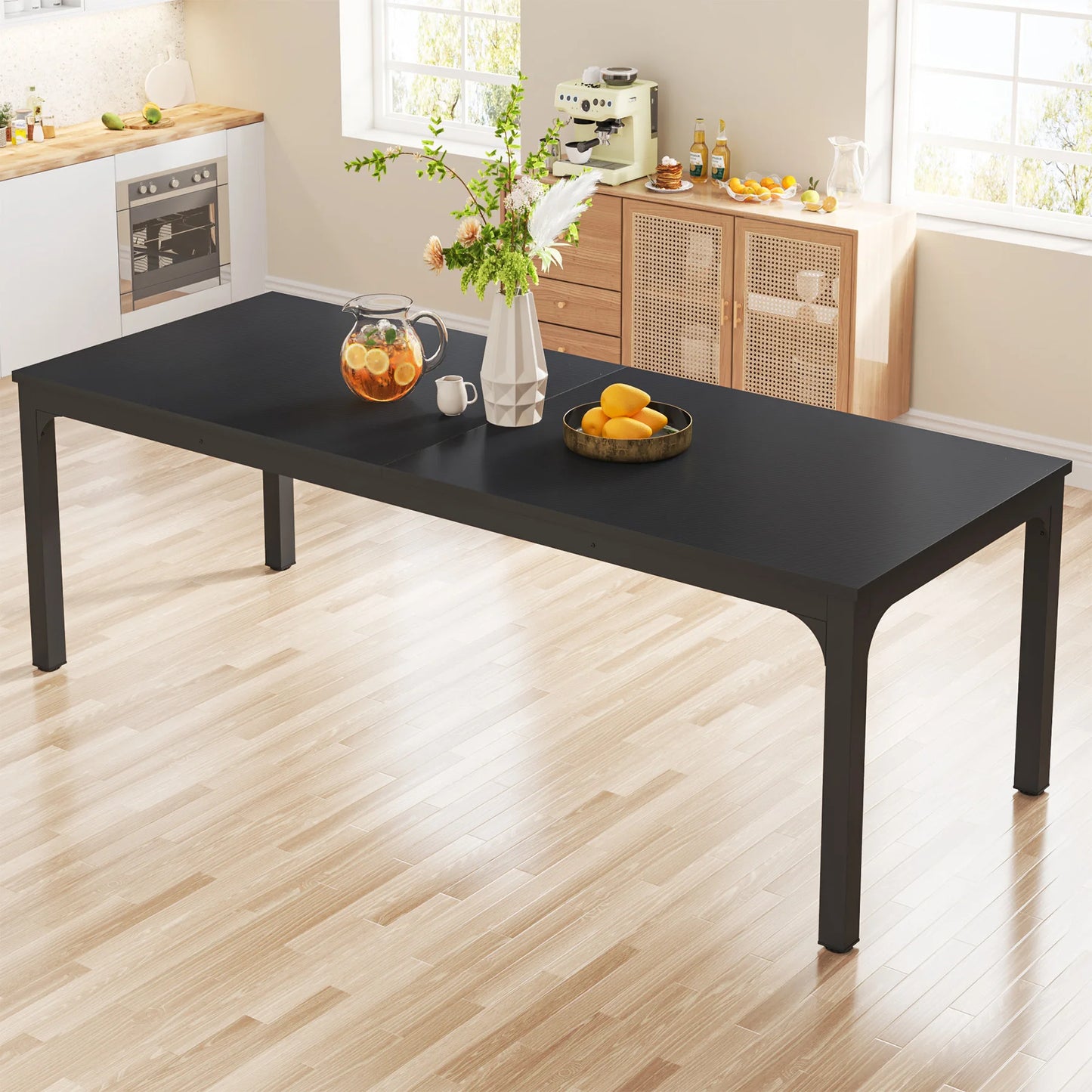 Tribesigns Dining Table for 6-8 People, 200cm Large Narrow Long Rectangular Kitchen Dinner Table, Rustic Wood Dining Table