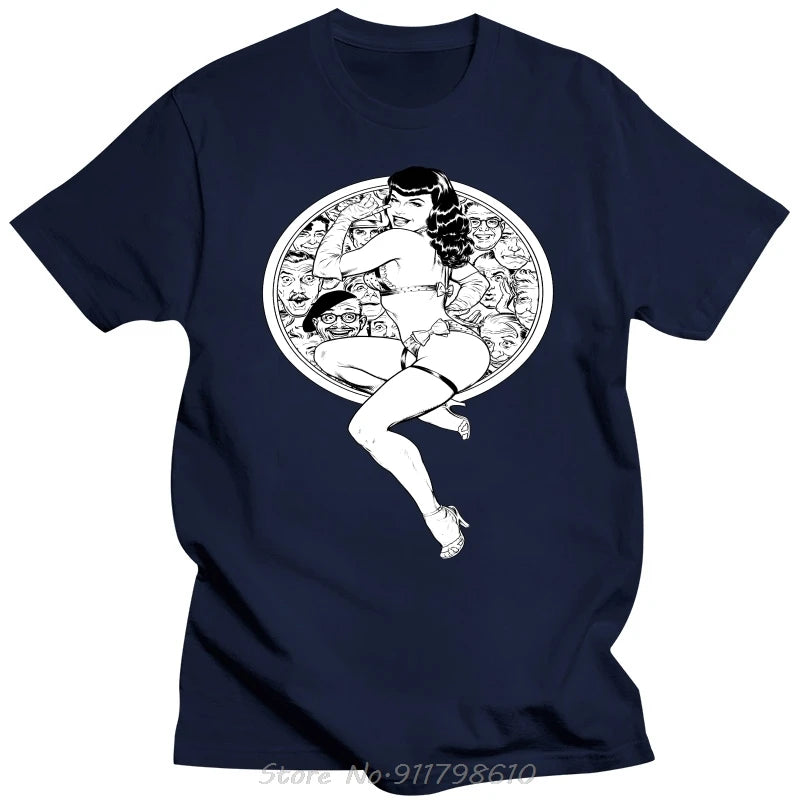 Men Clothing Bettie Page Vintageold Poster Tshirt Cotton Cottonmens T-shirt Summer Hip Hop Cotton Streetwear Tees T Shirt Tops