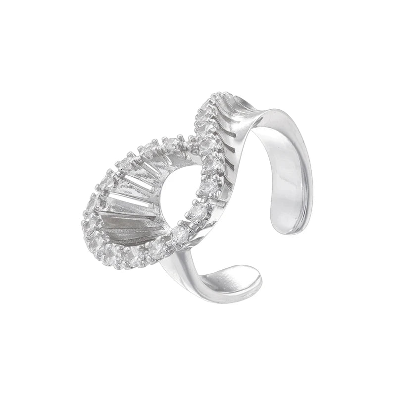 ZHUKOU 18K Golden Plated Brass Bracelet With Zirconia Earrings And Ring Collection Style Ladies Luxury Jewellery: VE1349