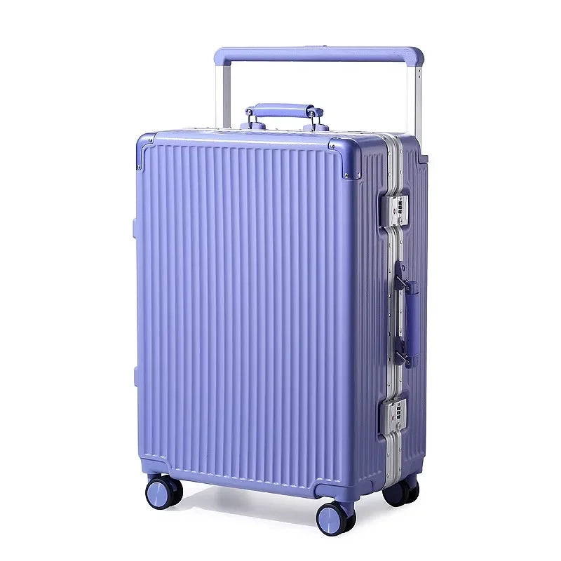 Suitcase Wide Handle Travel Suitcase Men 20 22 24 26 inch Carry-On Rolling Luggage Women PC Aluminum Frame Trolley Case