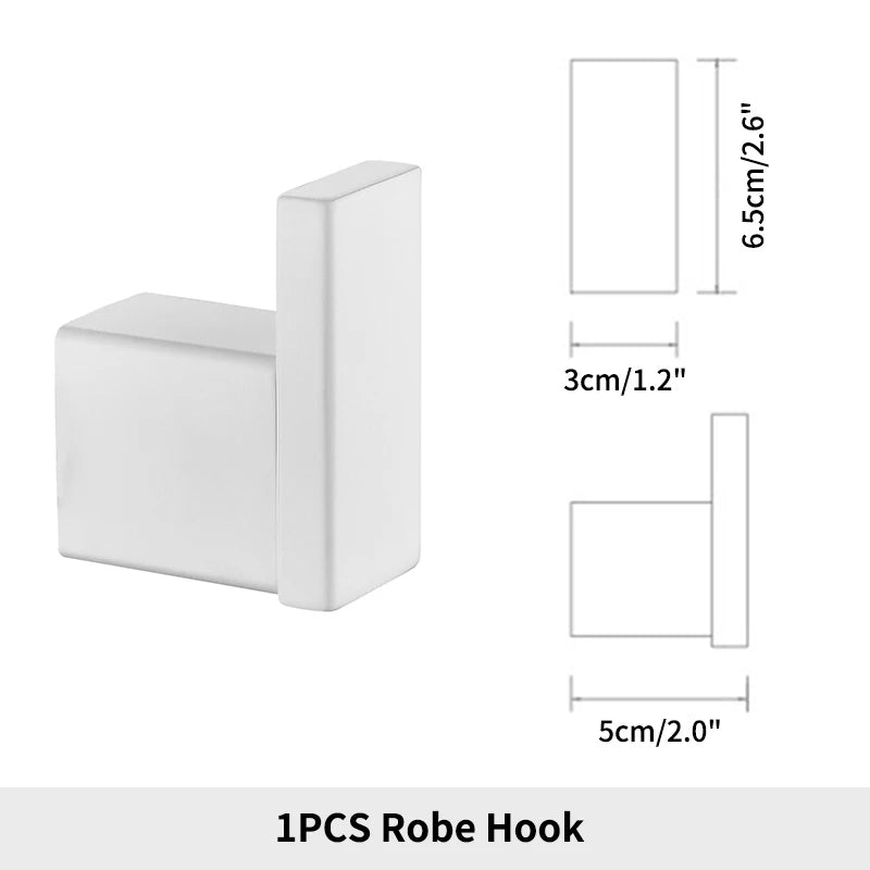 White Bathroom Accessories Towel Rack Shelf Toilet Brush Roll Paper Holder Toothbrush Holder Soap Dish Coat Holder Bath Hardware