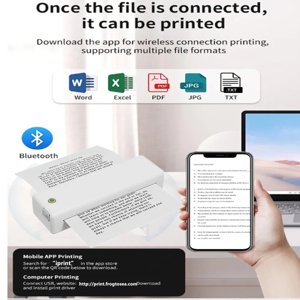 Portable A4 Thermal Printer Inkless Bluetooth Photo PDF Document Printer Memo Note Tattoo Print Wireless Tattoo Stencil Printer