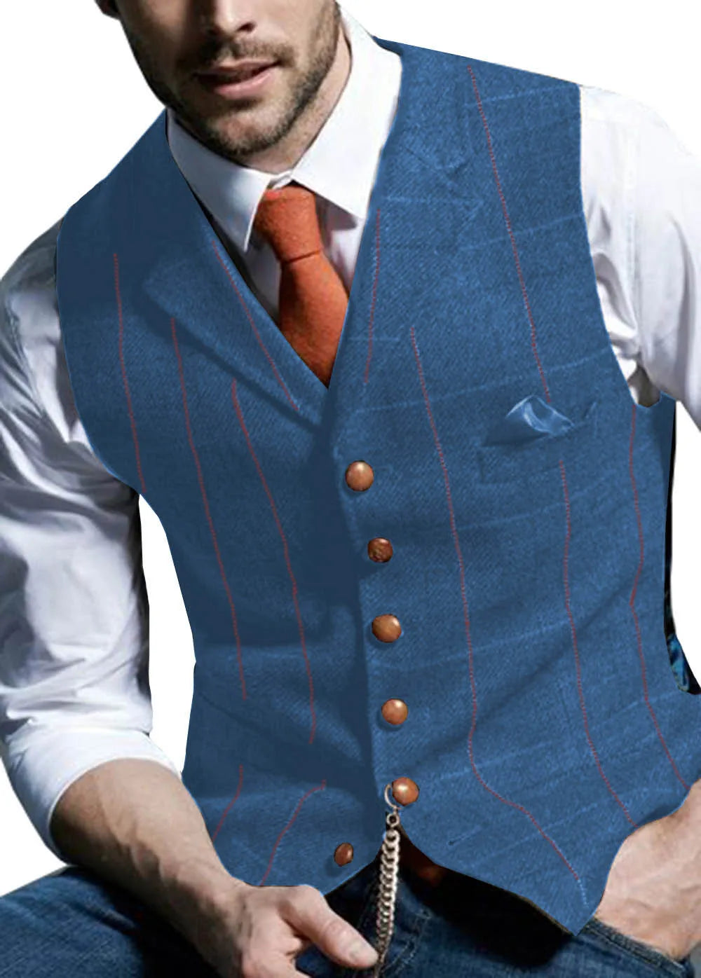 Men's Vests Tweed Suit Business Clothing for Men Striped Waistcoat Punk Vest Groomman Wedding Brwon Black Grey Jacket Bleazer