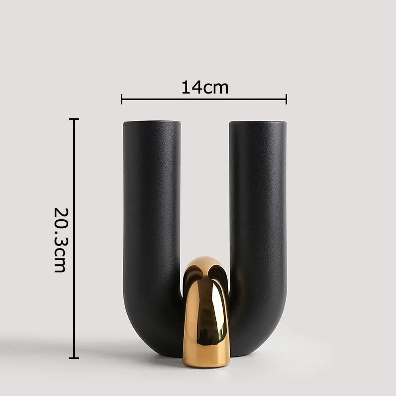 Creative U-shaped Ceramic Vase Flower Pots Desk Decoration Flowers Arrangement Porcelain Floral Vases Room Aesthetic Decor