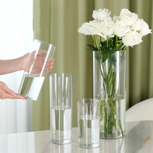 1Pcs Shatterproof Plastic Vases Tall Large Transparent Flower Vase Hydroponic Decoration Flowerpot  Acrylic Cylinder Vases