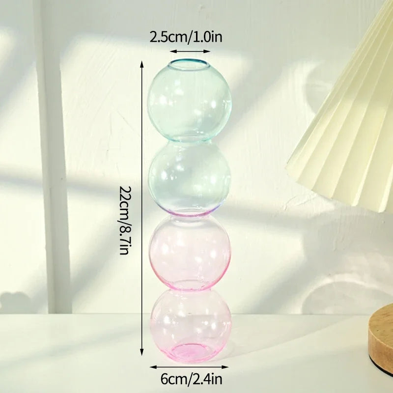 Nordic Glass Bubble Vases Hydroponic Flower Vase Creative Spherical Flower Vases Stained Bubble Glass Vase Home Office Decor