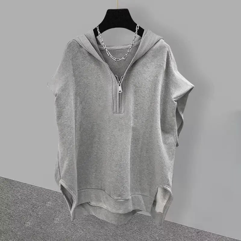 Fashion Men Clothing American Style Street Hooded Cotton Vest Sleeveless T-shirt Spring Summer Casual Zip Up Mens Hoodied Vest