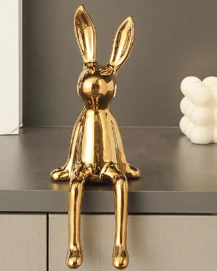 Rabbit decorations sculptures ornaments creativeartfashion ceramic materials electroplating technology bedroom living room foyer