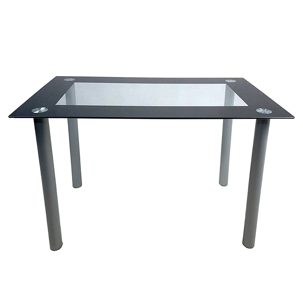 110cm Dining Table Tempered Glass Dining Table Simple Rectangular Cylindrical Leg Dining Table Home 4-seater