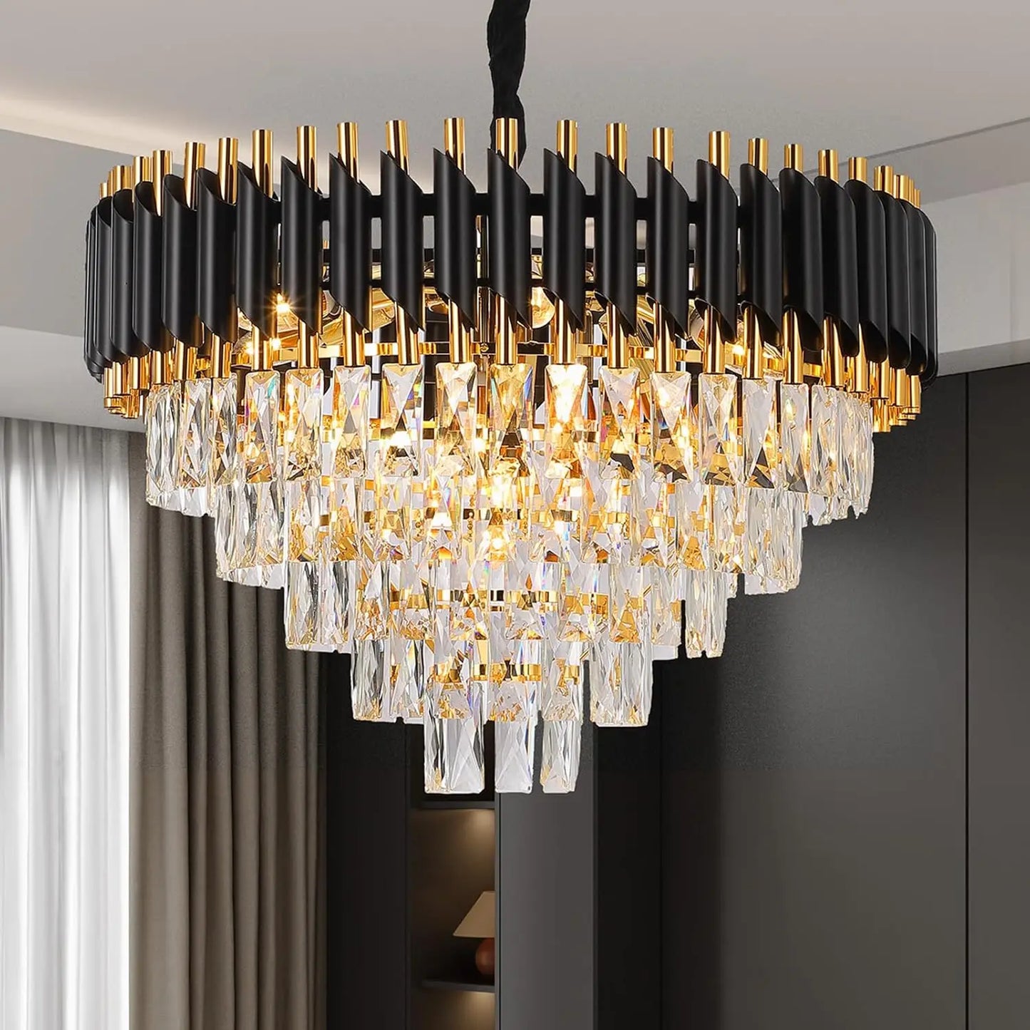 Luxury Pendant Lights Crystal Aluminum Chandelier E12 Lamp Holder Indoor Lighting for Home Dining Room Kitchen Coffee Shop Decor