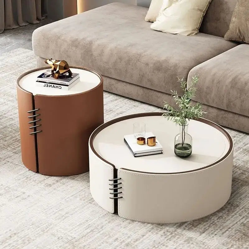 Italian Coffee Table Small Size Tea Table Creative Combination Coffee Table Round Modern Top-end Hot Style Living Room New Style
