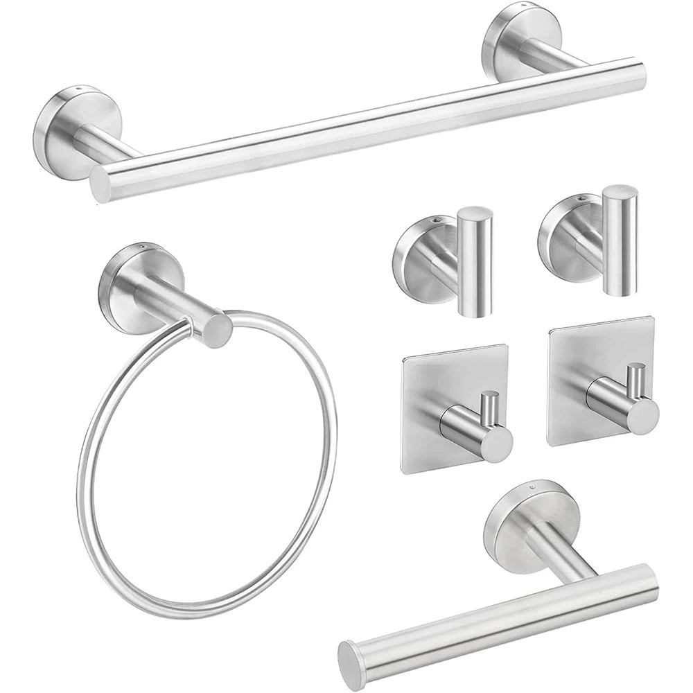 Bathroom Hardware Set Accessories Stainless Steel Towel Rack Towel Ring Toilet Paper Holder Hook Bathroom Organizer Set