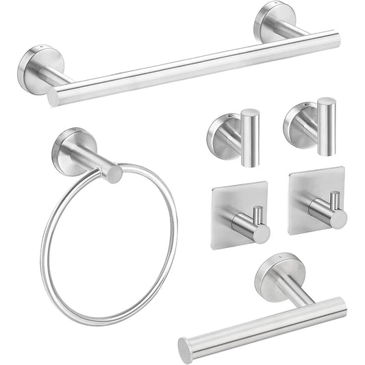 Bathroom Hardware Set Accessories Stainless Steel Towel Rack Towel Ring Toilet Paper Holder Hook Bathroom Organizer Set