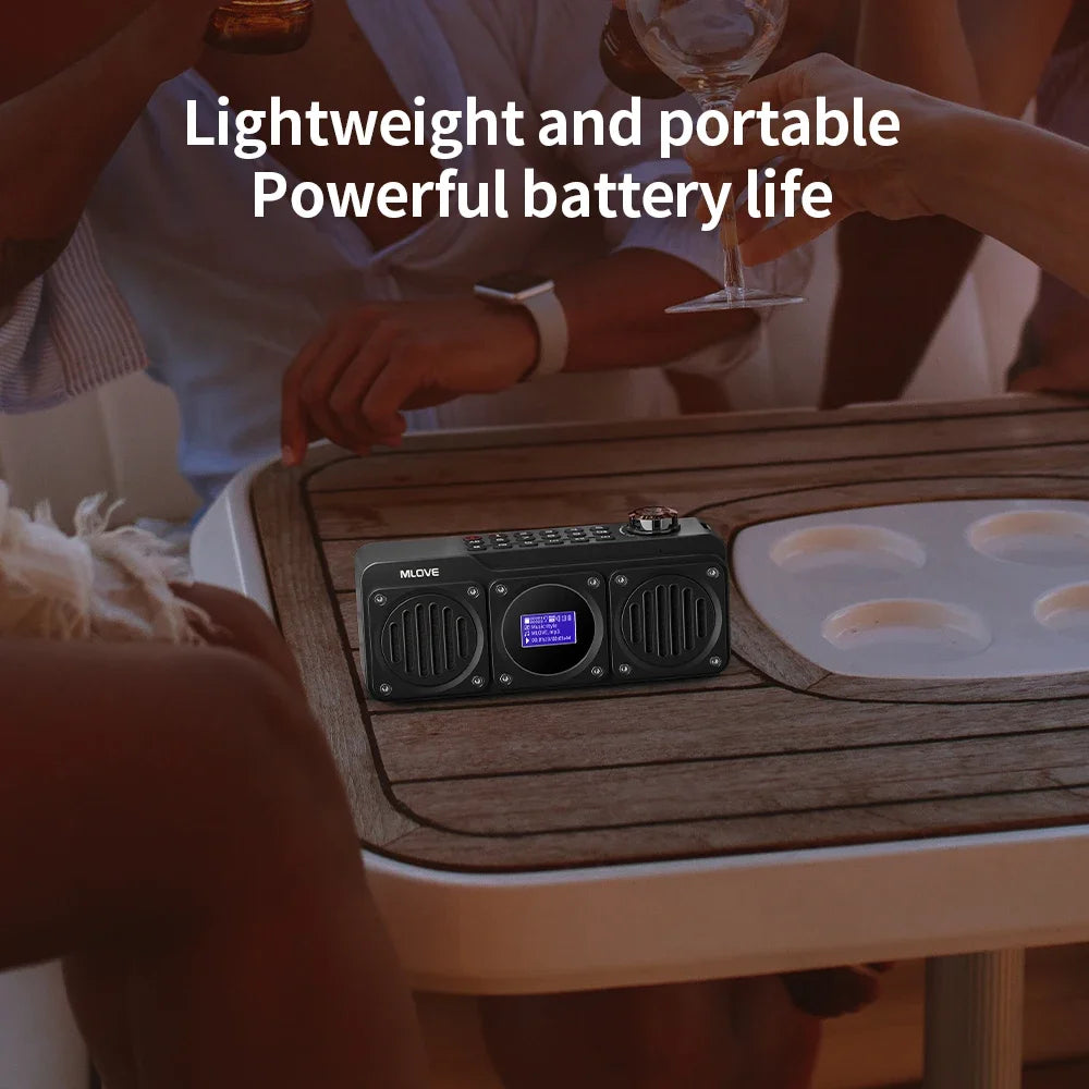 MLOVE Portable Bluetooth Speaker with FM Radio LCD Screen Multifunctional HD Free Call TF Card Support Wireless Outdoor Speaker
