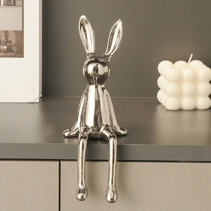 Rabbit decorations sculptures ornaments creativeartfashion ceramic materials electroplating technology bedroom living room foyer
