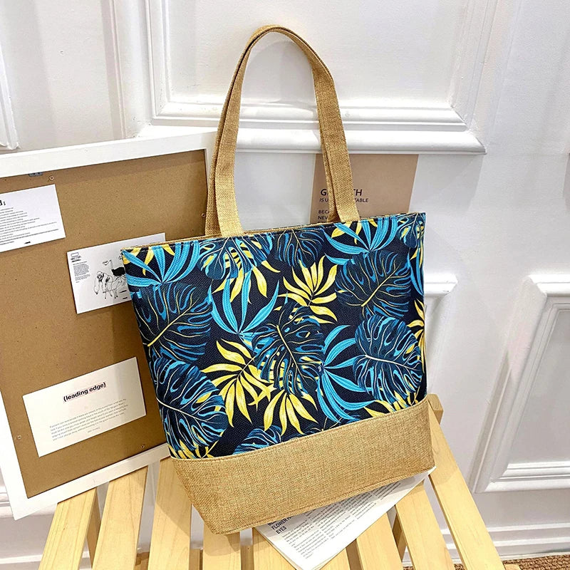 New Women Handbag Floral Printed Beach Shopping Large Capacity Tote Bag Fashion Casua High Capacity Travel Ladies Shoulder Bag