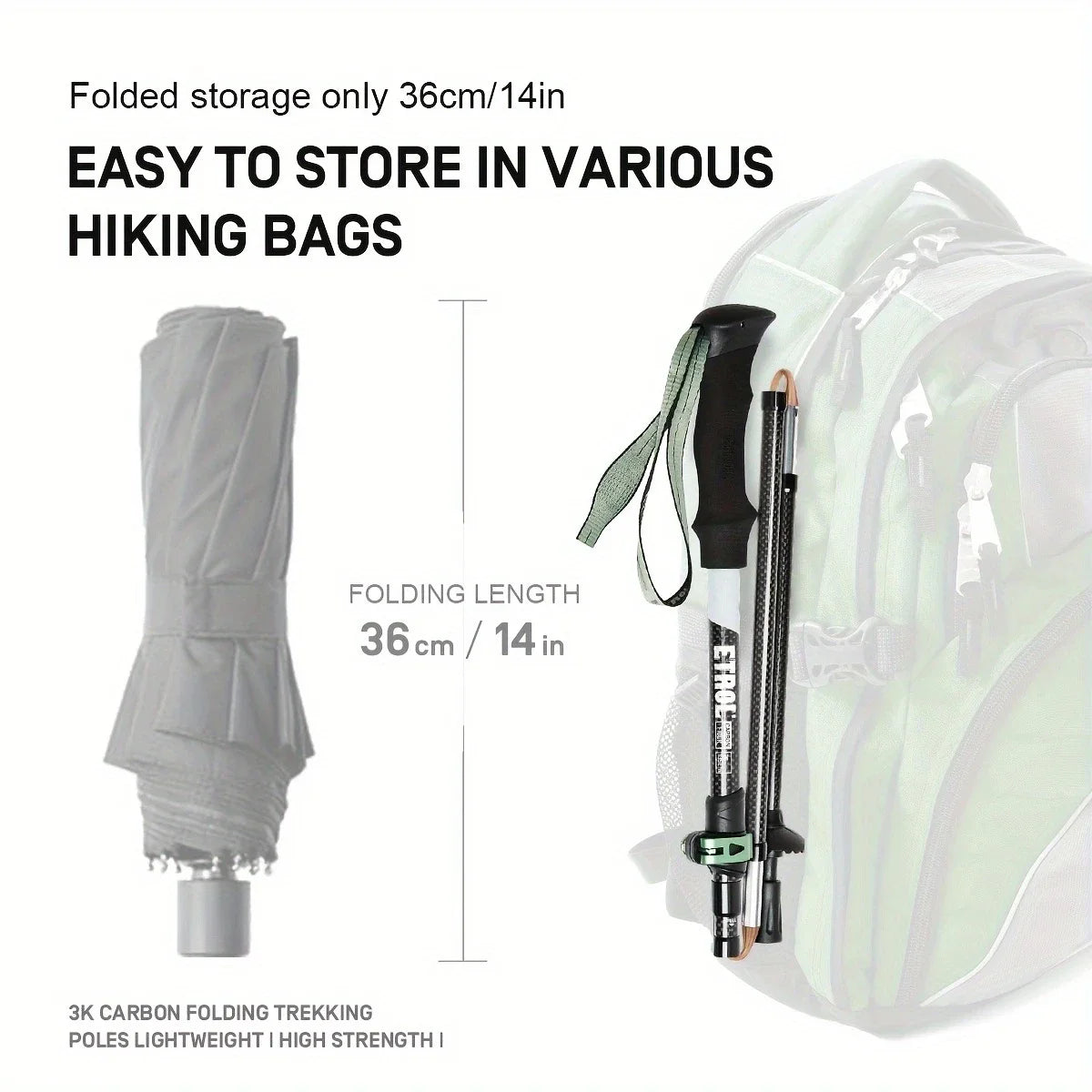 Ultralight Foldable Trekking Poles Telescopic Nordic Walking Sticks Portable Outdoor Camping Hiking Gear for Walking