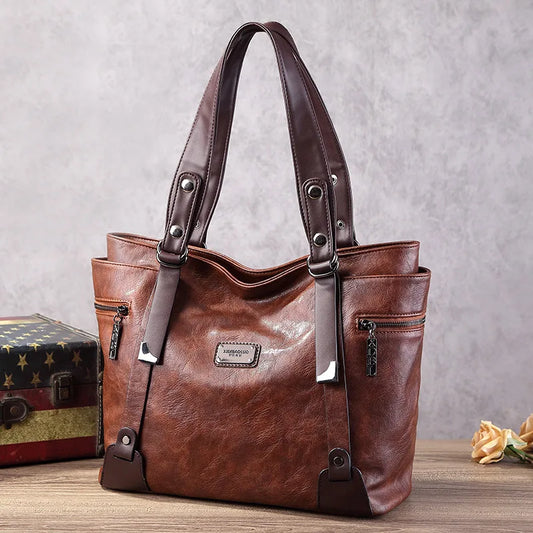 Large Handbags for Women Vintage Faux Leather Tote Bag Ladies Trend 2024 Designer Luxury Bag Black Brown Wine Red Blue Green New