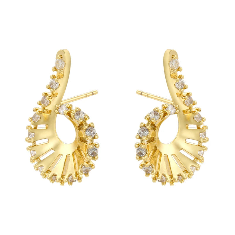 ZHUKOU 18K Golden Plated Brass Bracelet With Zirconia Earrings And Ring Collection Style Ladies Luxury Jewellery: VE1349