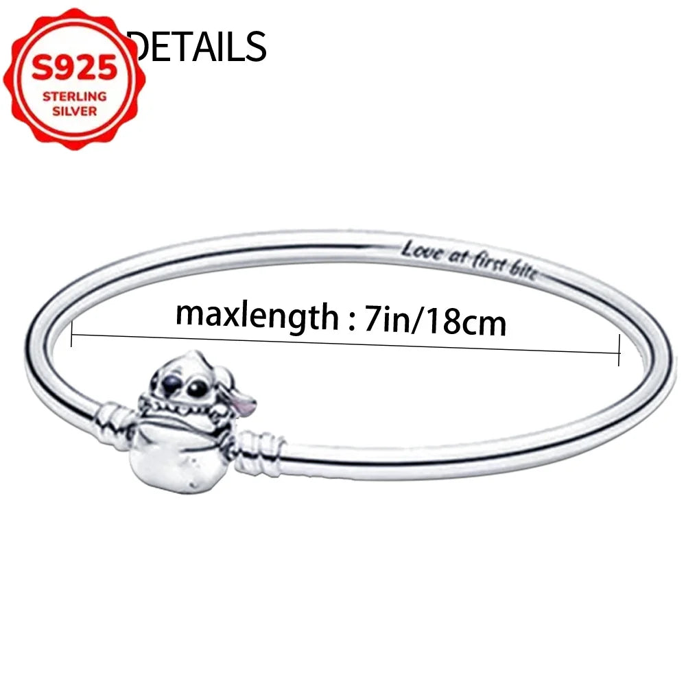 For Original Women 925 Bracelet Bangle Pendant Charm Disney Stitch 925 Sterling Silver Boutique Bead DIY Jewelry Gift New in Hot