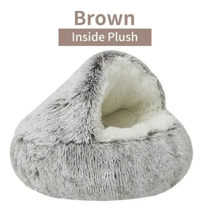 Semi Enclosed Pet Sleep Bags Long Round Cat Cushion Soft Plush 2 In 1 Warms Cats Beds Simple Comfort Warm Puppy Sleeping Nest