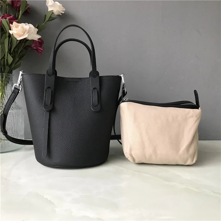 Trendy Leather Buet Bag Women's Handbag Cany Oversto Crossbody oulder Bag Faionable op Basket Handbag